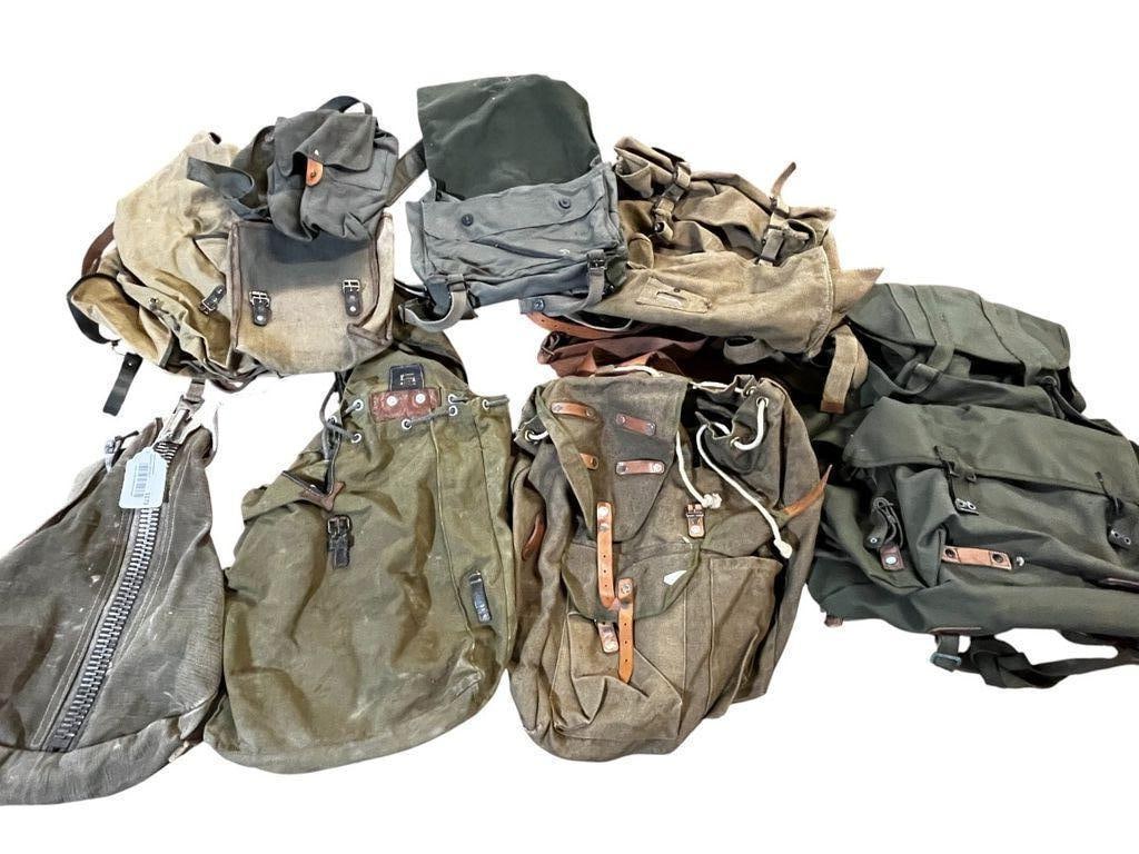 Assorted Military Packs and Bags: Assorted Military Packs and Bags. 7 pieces.