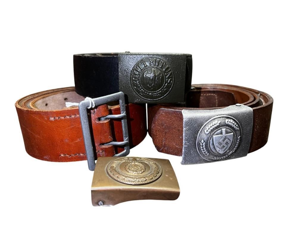 3 WW2 German Belts and buckle: 3 WW2 German Belts and buckle. Including Luftwaffe Officers belt, German Army Belt, Reichs Arbeitsdienst belt and Party buckle.