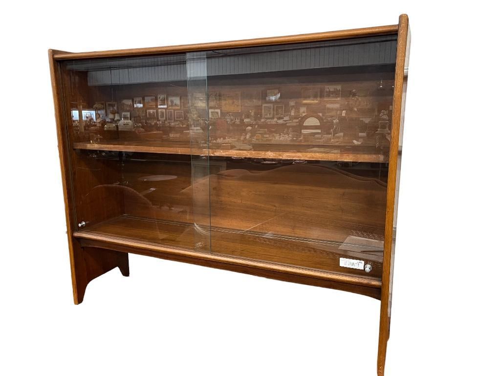 Lane Acclaim Andres Bus Mid-Century Two Piece Hutch: Lane Acclaim Andres Bus Mid-Century Two Piece China Cabinet/Hutch. 3 Drawer & 2 Door Cabinet, approx. 64" w x 18" d x 30" h and Sliding Glass Door Cabinet, approx. 47" w x 12" d x 38" h