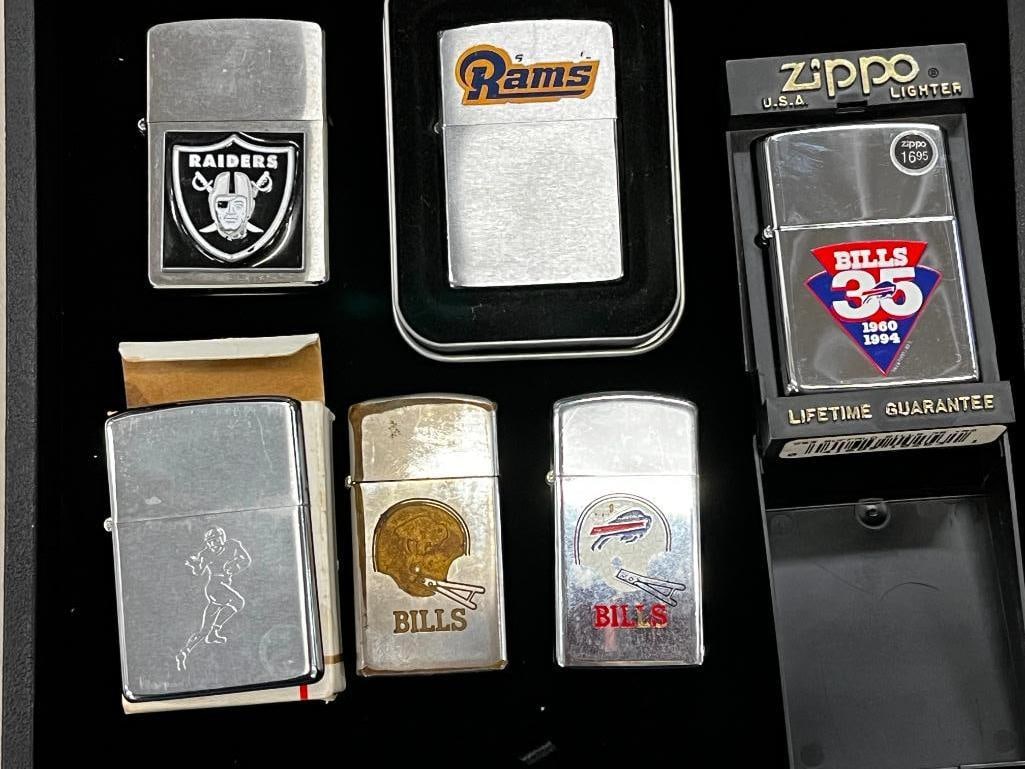 6 Vintage Zippo Lighters Football (1 of 5)