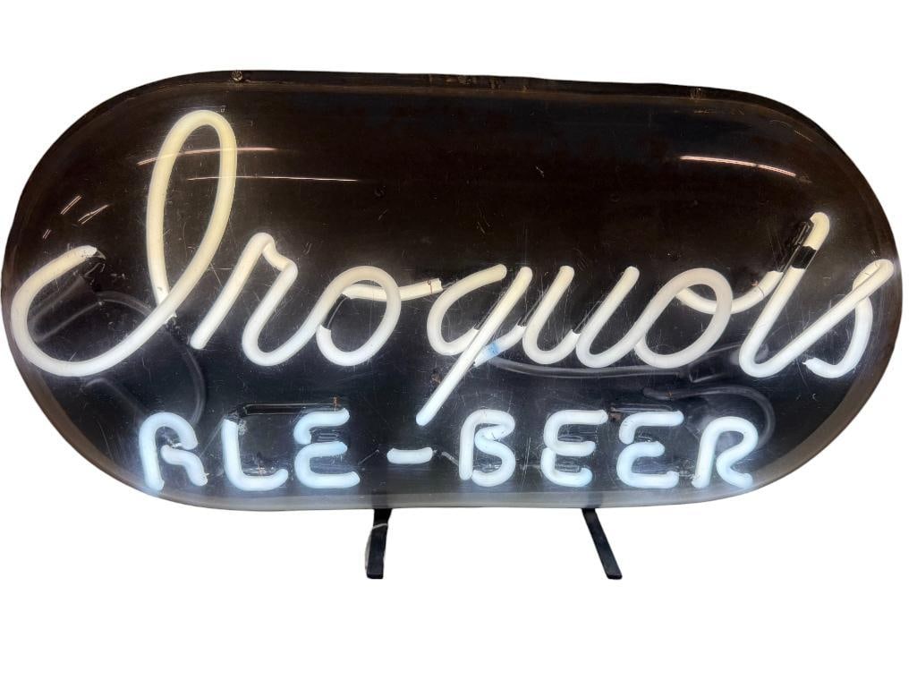 Iroquois Beer Ale Neon Sign: Iroquois Beer Ale Neon Sign. Approx. 12 x 22 inches.