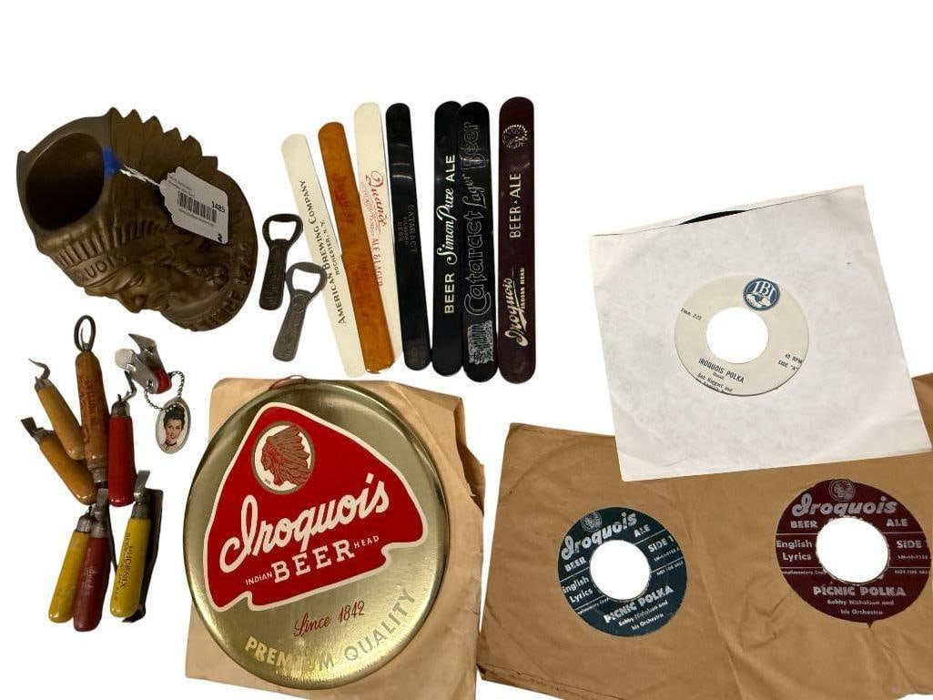 Iroquois Beer Sign, Records, Foam Scrapers etc (1 of 6)