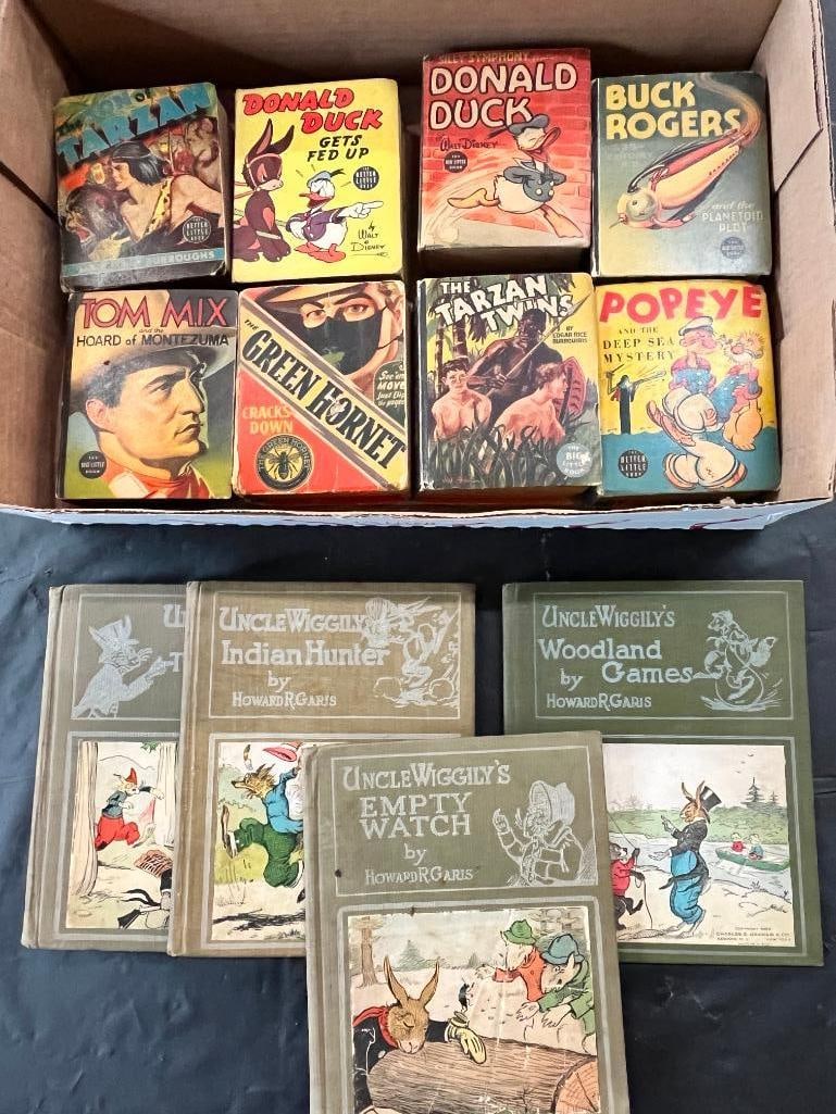 Uncle Wiggly, Big Little Books and more: Uncle Wiggly, Big Little Books and more. Uncle Wiggily and the Turkey Gobbler, Empty Watch, Indian Hunter and Woodland Games. Big Little Books The Tarzan Twins, Buck Rogers, Donald Duck, Popeye, Green