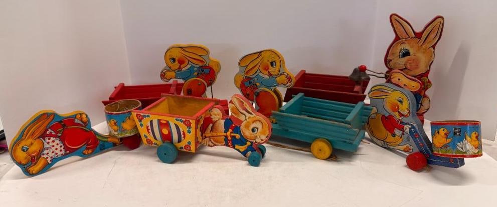6 Fisher Price Rabbits: 6 Vintage Fisher Price Rabbits. #15 #401 #466 #12 #466 #520