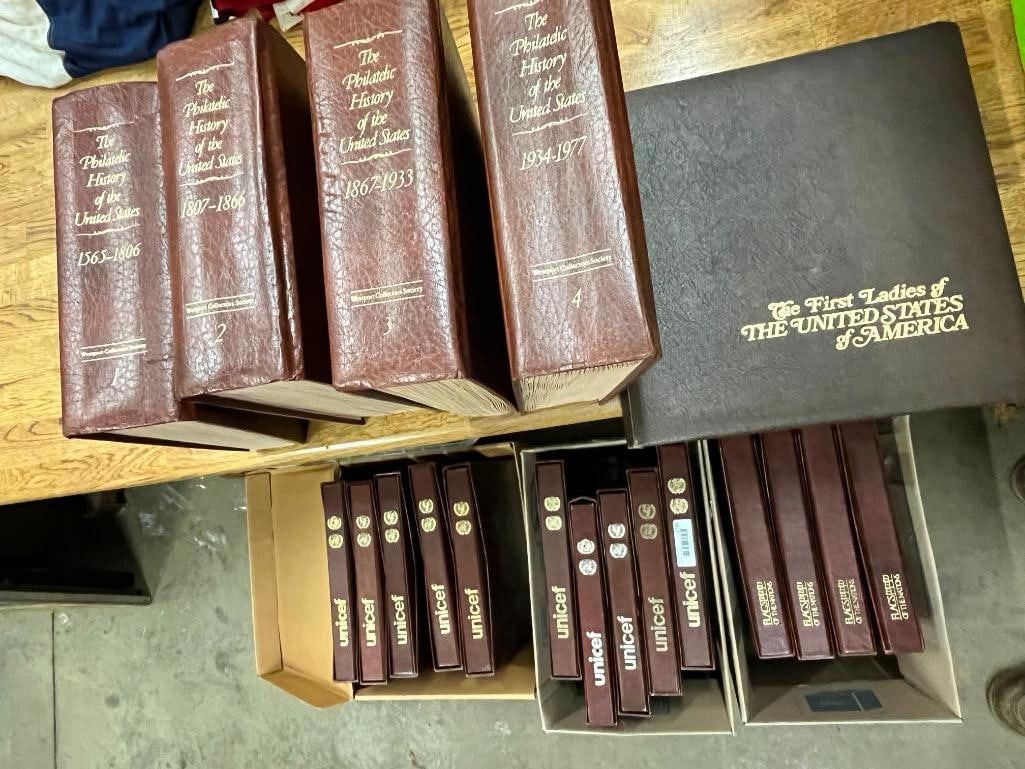Collection of Binders of First Day Covers: Collection of Binders of First Day Covers including History of U.S., Unicef, Flags of Nations and more.