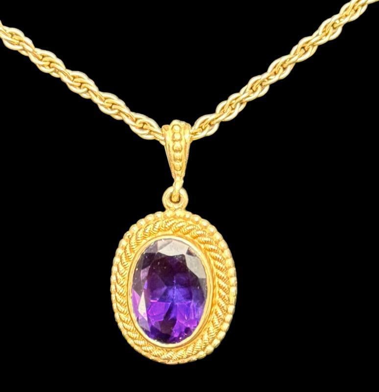 14k Gold Chain with Amethyst Pendant (1 of 4)