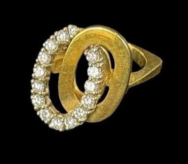 18k Gold and Diamonds Double Oval Ring (1 of 8)