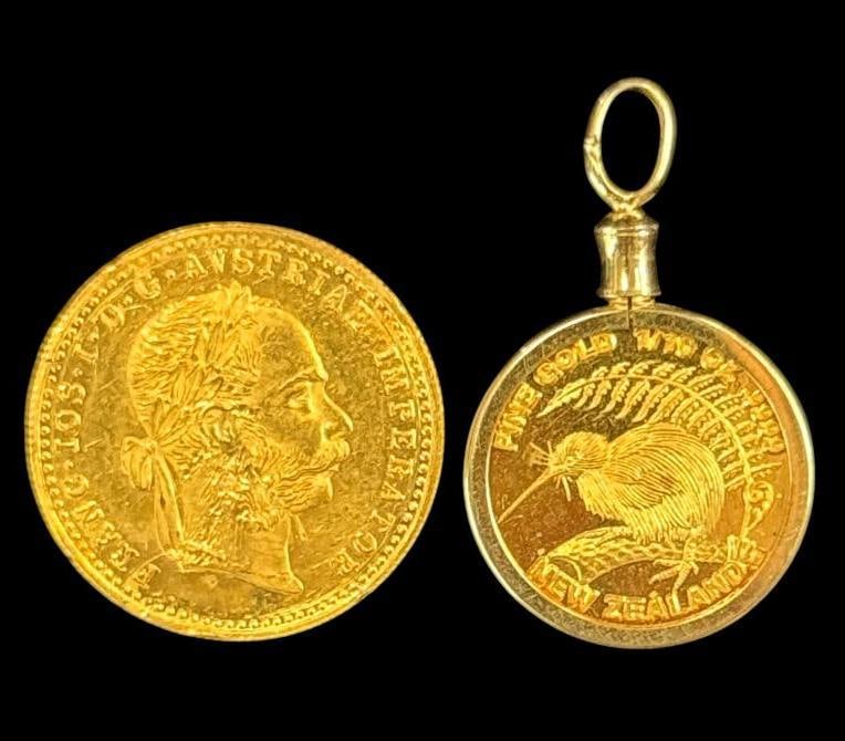 Austria 1 Ducat and New Zealand 1/10 oz Coin (1 of 2)