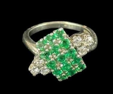 Platinum Ring with Diamonds and Emeralds (1 of 6)