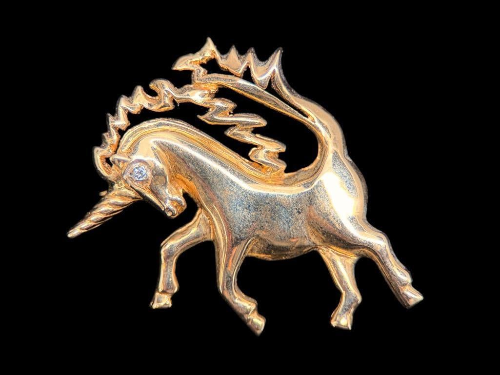 14k Gold Unicorn Pin (1 of 2)