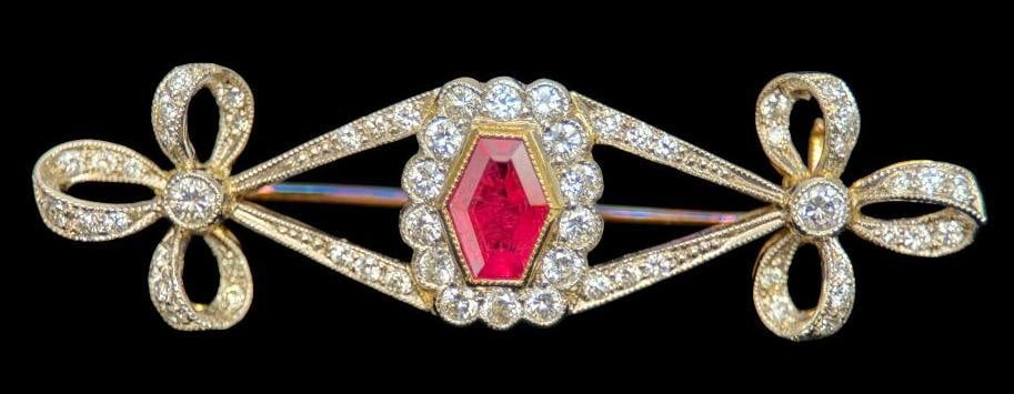 18k Gold with Ruby and Diamonds pin (1 of 3)