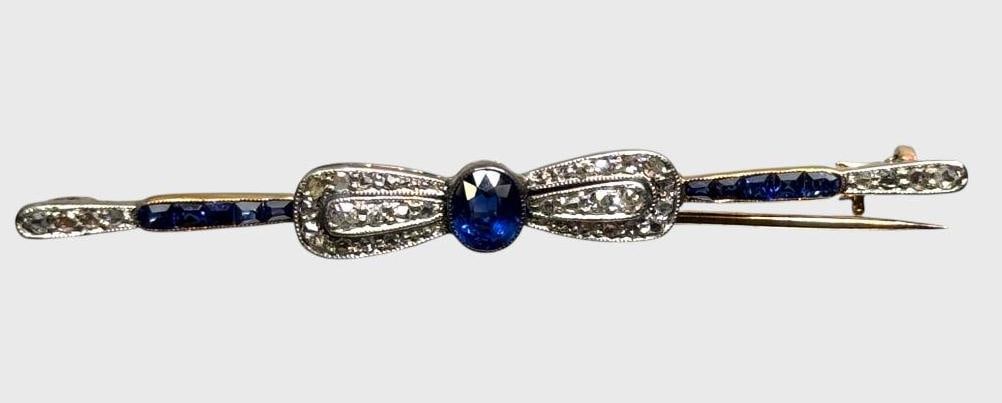 14k Gold pin with Diamonds and Sapphires (1 of 3)
