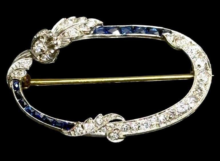 14k Gold pin with Diamond and Sapphires (1 of 3)