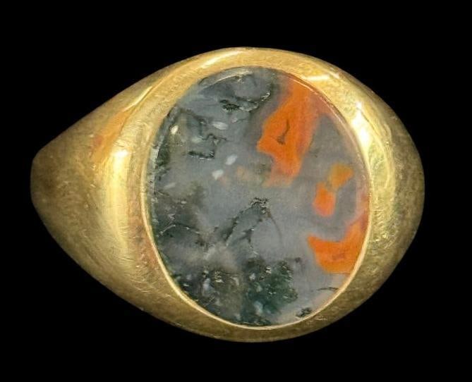 10k Gold ring with Moss Agate - 2