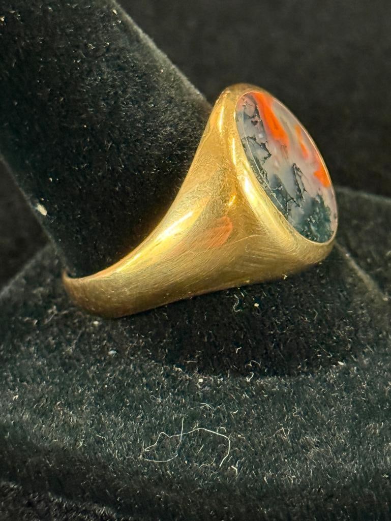 10k Gold ring with Moss Agate - 3