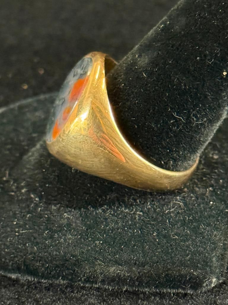 10k Gold ring with Moss Agate - 4