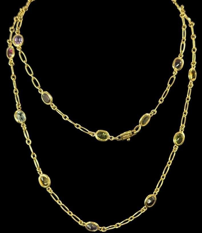 14k Gold Necklace with multi color stones (1 of 3)