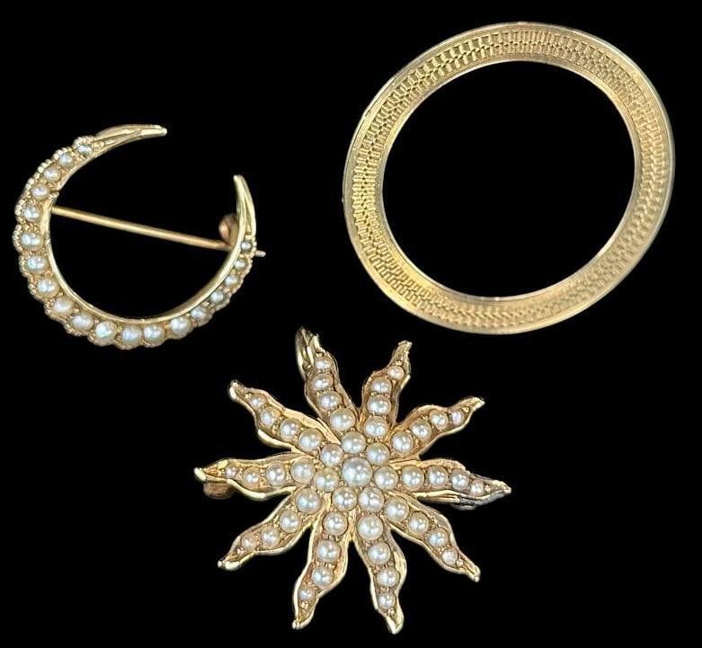 3 14k Gold Pins: 3 14k Gold Pins. Approx. 8.4grams.