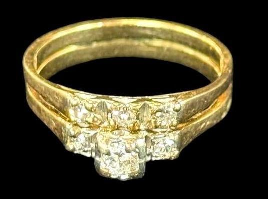 14k Gold and Diamond Wedding Ring Set (1 of 5)