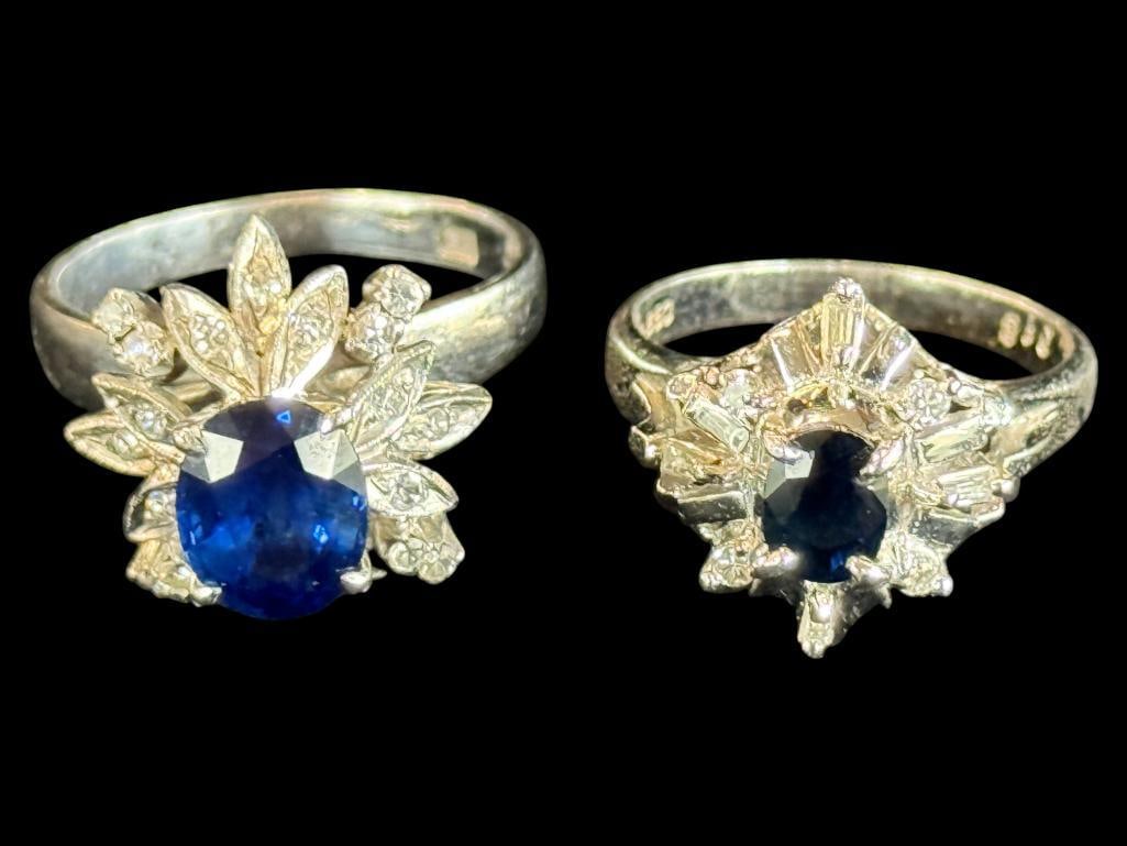 Platinum Ring with Sapphire and Diamonds etc (1 of 6)