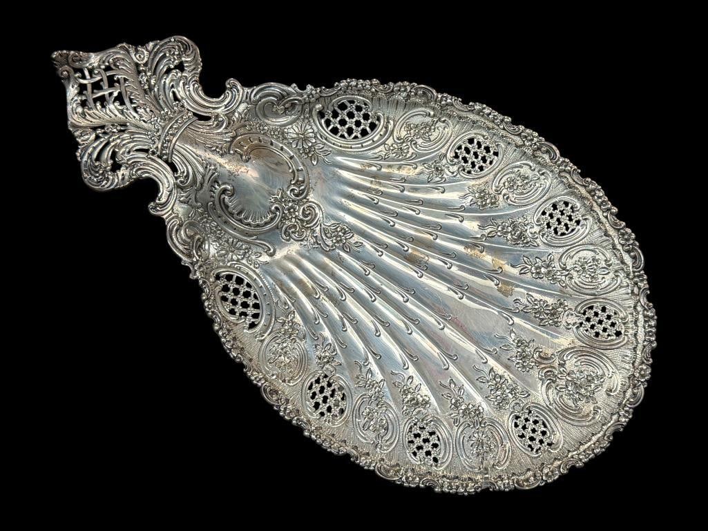 Tiffany & Co. Makers Sterling Silver Peacock Tray: Tiffany & Co. Makers Sterling Silver Large size Peacock Tray. Approx. 22.5 ozt. Approx. 15 x 8.5 inches.