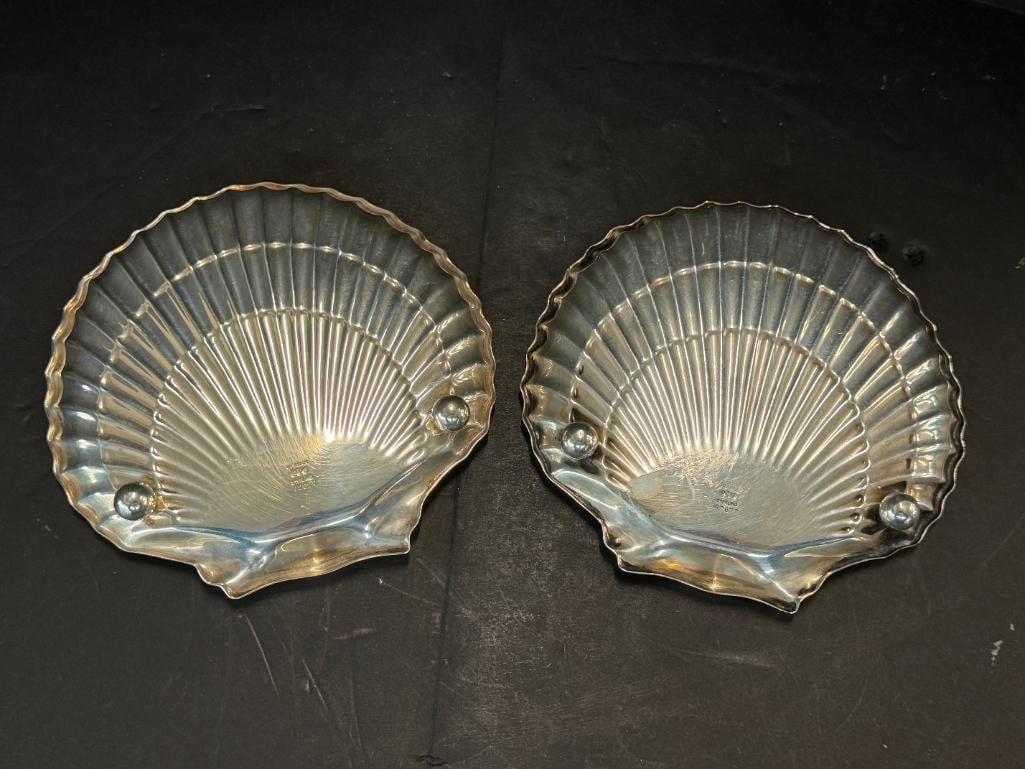 2 Gorham Sterling Silver Footed Shell Trays - 2