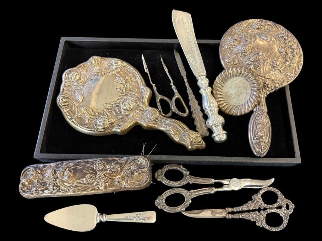 Sterling Silver mirrors, scissors and more (1 of 6)