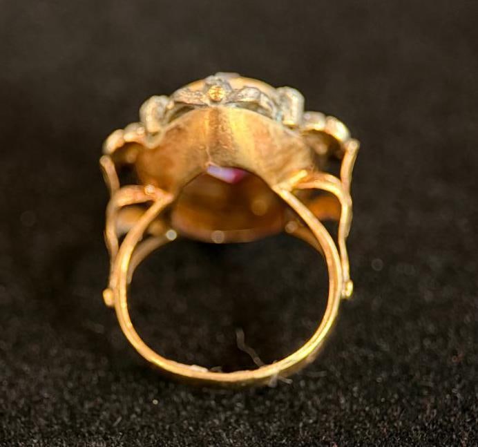 Gold ring with Amethyst - 4