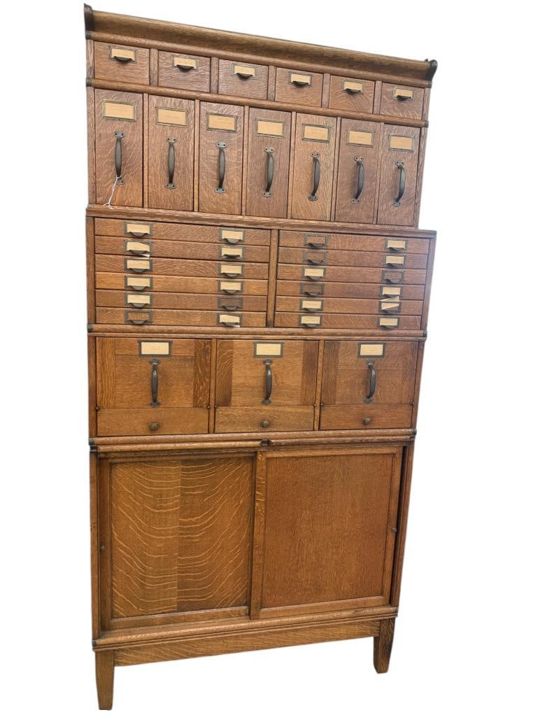 5 Stack Oak Multi Drawer Office & File Cabinet (1 of 3)