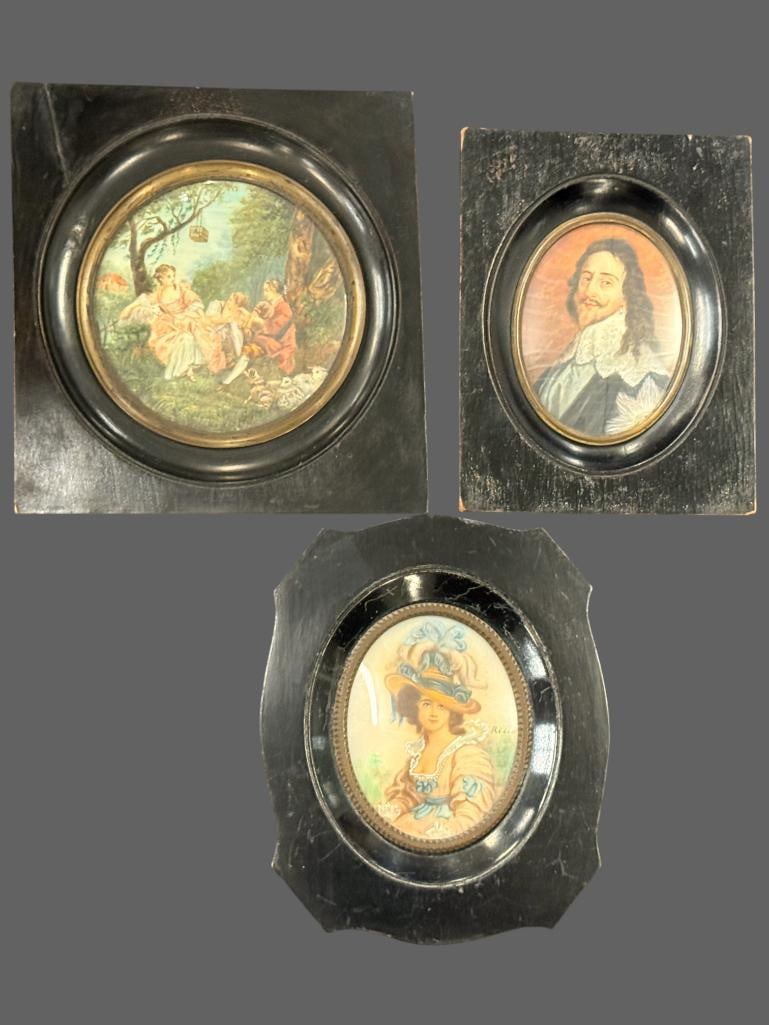 3 Miniature Paintings in frames (1 of 8)