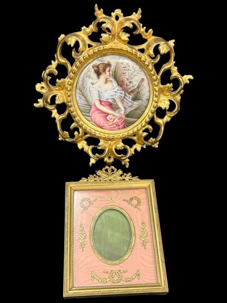 Miniature Porcelain Painting and Gold Gilt Frame (1 of 6)