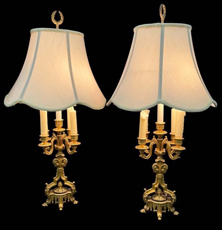 2 Gilt Bronze Candelabra Table Lamps (1 of 6)
