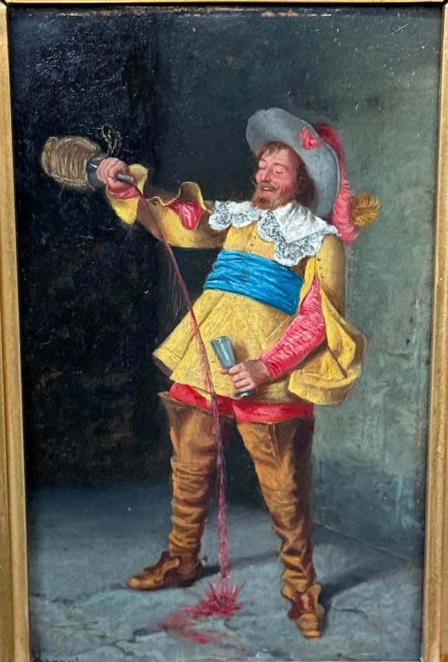 R. Basevi Oil on Wood Panel in gold gilt frame (1 of 8)