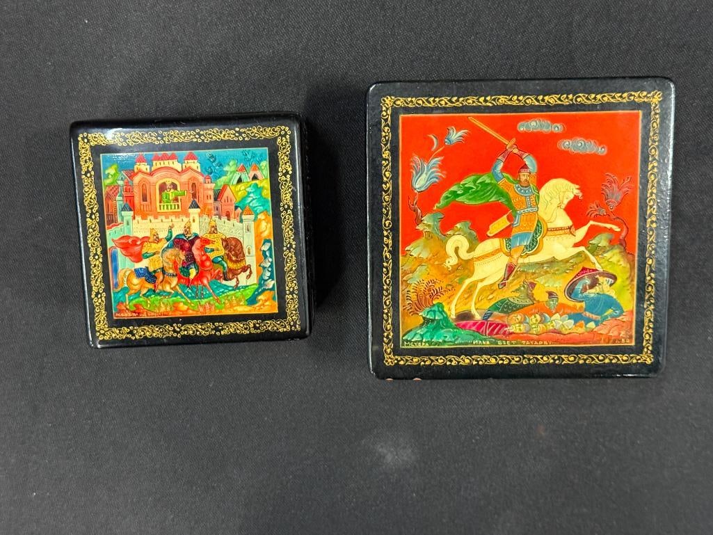 5 Hand Painted Russian Lacquer boxes - 2