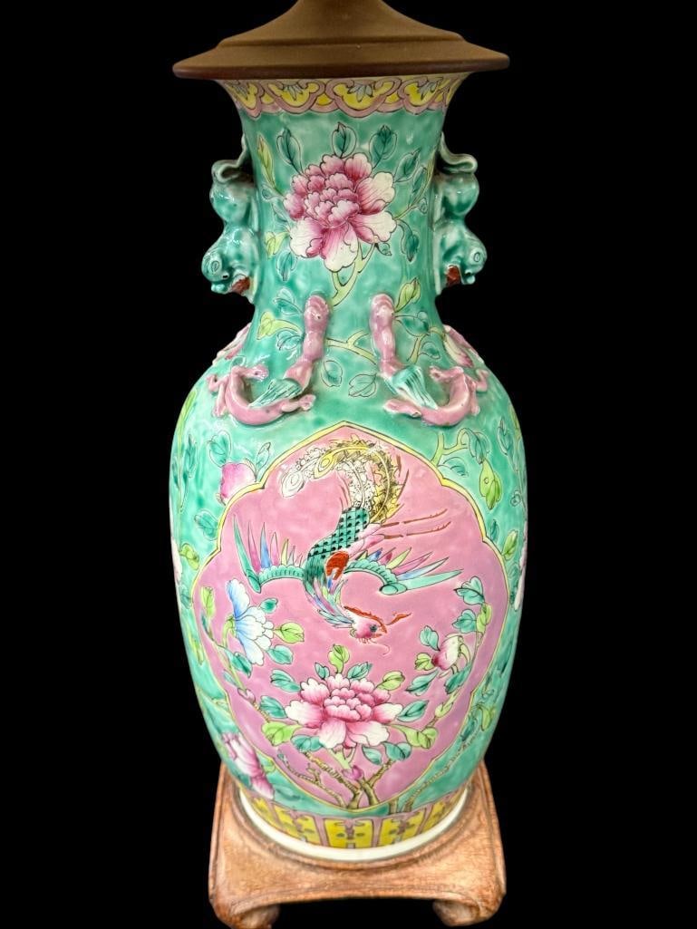 Chinese Famille Rose Vase / Lamp (1 of 10)