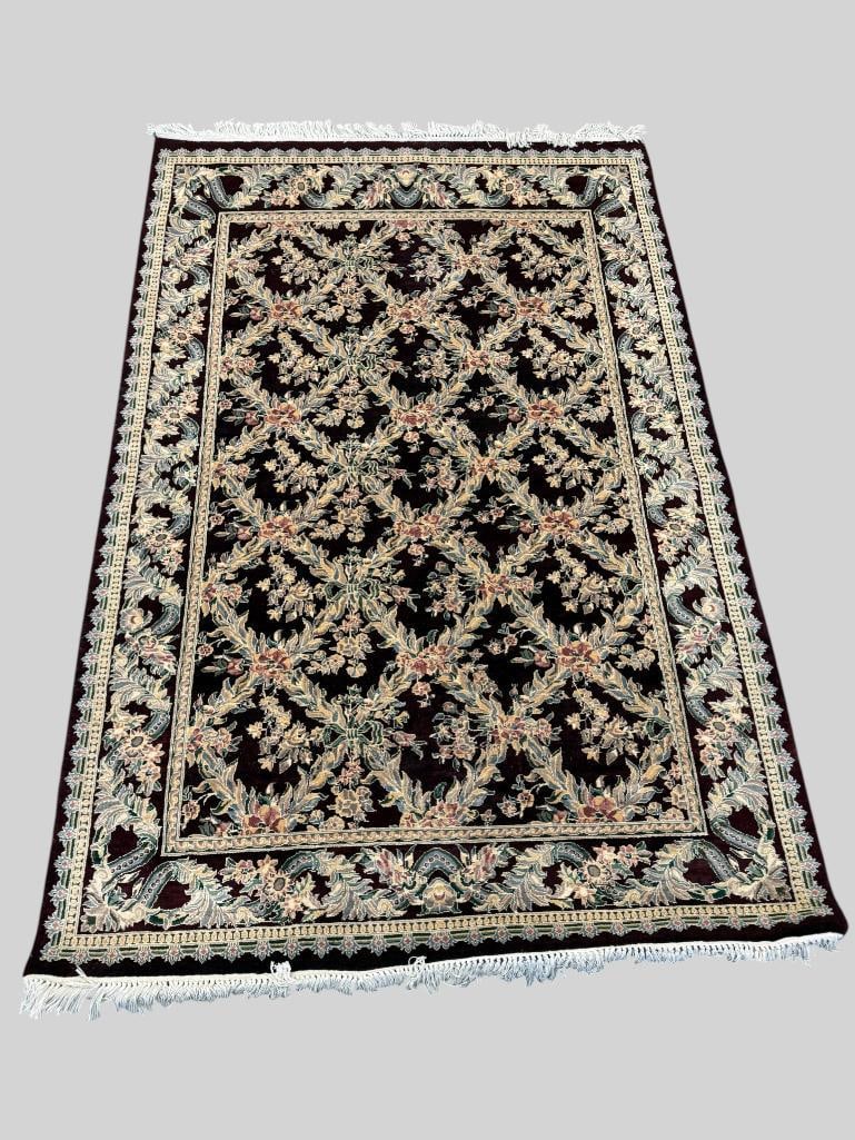 Handmade Oriental rug with floral design (1 of 7)