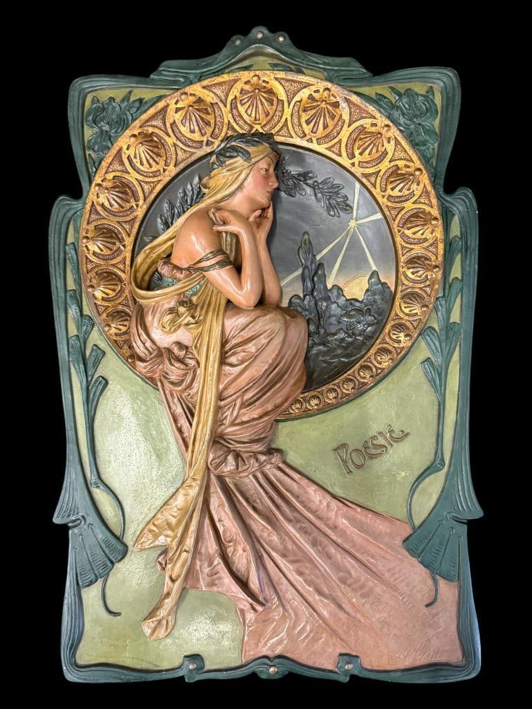 Art Nouveau Bas Relief Poetry Plaque (1 of 4)