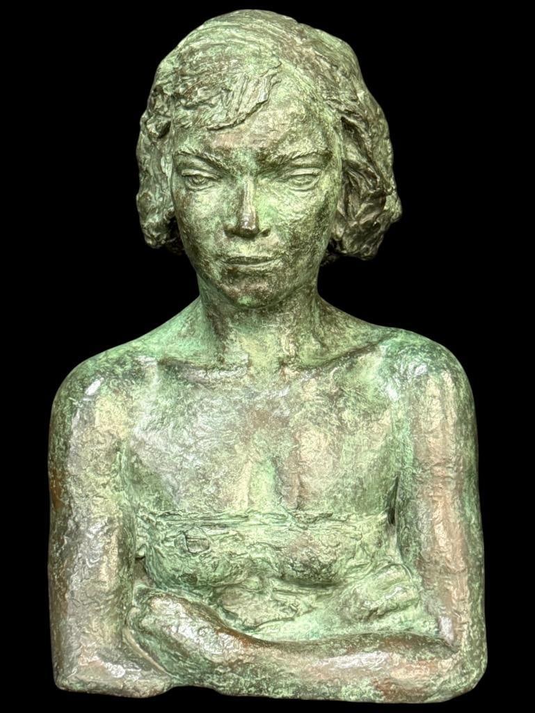 Sir Jacob Epstein Bronze Bust: Sir Jacob Epstein (1880-1959) Bronze Bust of Betty May, Woman with folded arms. c.1920. Unsigned. This bust was purchased from Lady Epstein in 1962, through Ernest Brown & Phillips Ltd., London. It wa