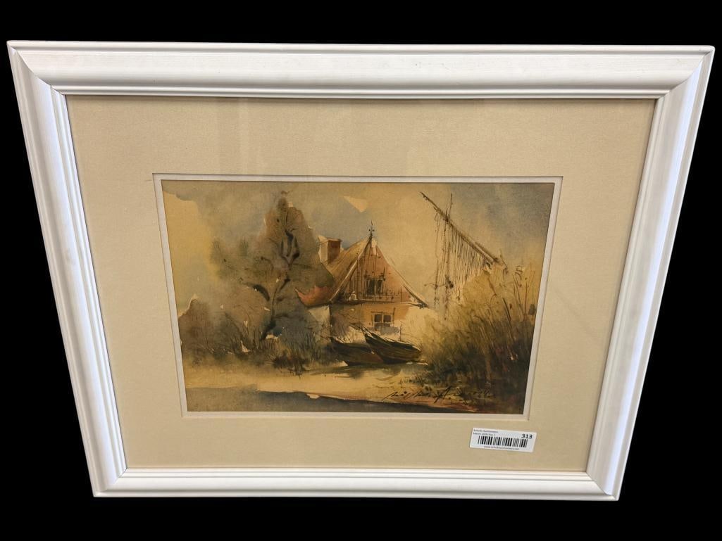 Watercolor signed by Adamczyk 2014: Watercolor signed by Adamczyk 2014. Painting approx. 13.5 x 9.5 inches. Frame approx. 22.5 x 18.5 inches.