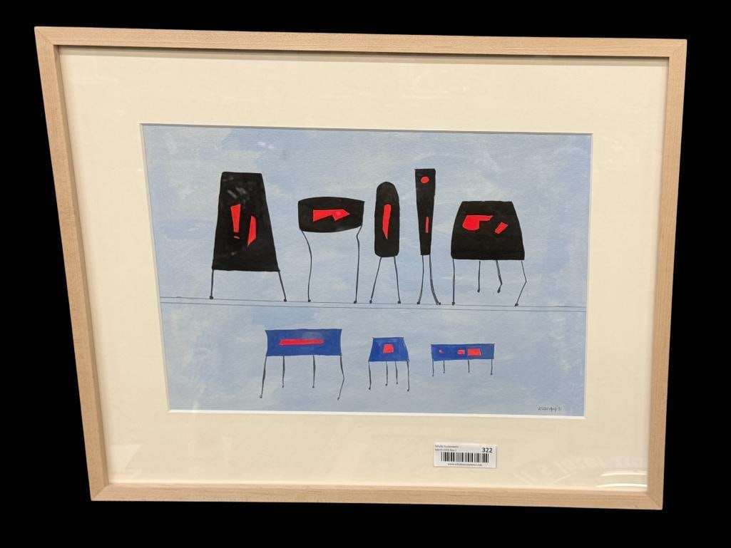 Martha Visser't Hooft signed gouache on paper (1 of 5)