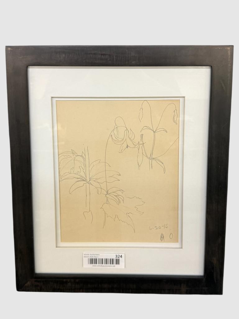 Charles Ephraim Burchfield pencil sketch: Charles Ephraim Burchfield (1893-1967) pencil sketch. Drawing of plants / flowers. Drawing approx. 9 x 7.5 inches. Frame approx. 17 x 14 inches.