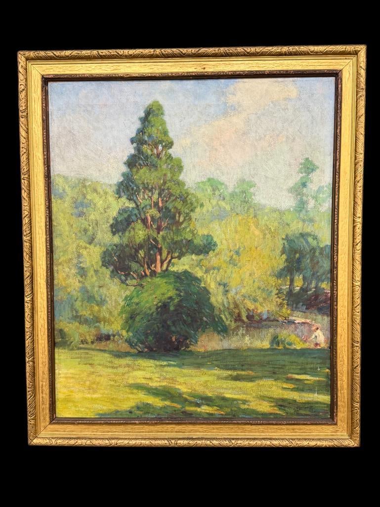 Calogero Scibetta signed oil on canvas: Calogero Scibetta signed landscape oil on canvas. Painting approx. 24 x 20 inches. Frame approx. 27.5 x 23.5 inches.