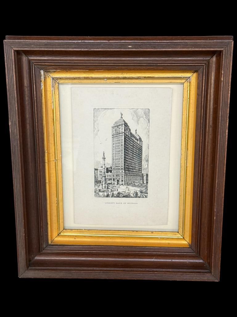 Alex Levy etching of Liberty Building, Buffalo N.Y. (1 of 3)