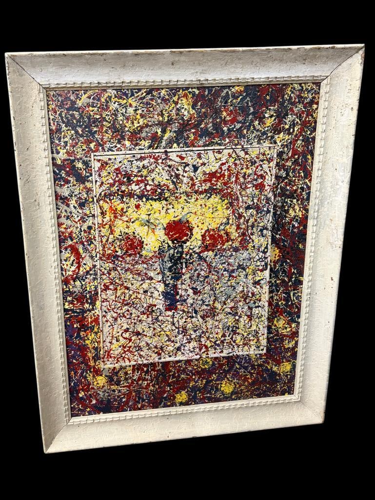 Andre Brooks Double Abstract oil on canvas: Andre Brooks Double Abstract oil on canvas. Niagara Falls artist. Painting approx. 48 x 35 inches. Frame approx. 56 x 45 inches.