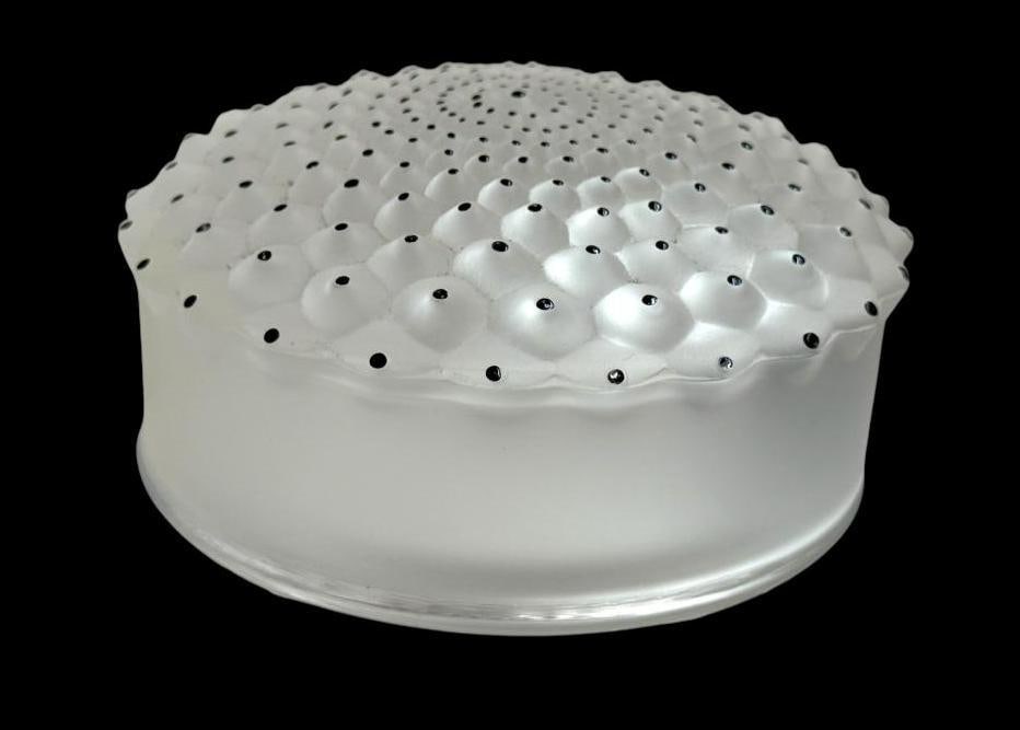 Lalique Cactus Powder Box: Lalique Cactus Powder Box. Approx. 4.5 x 2 inches.