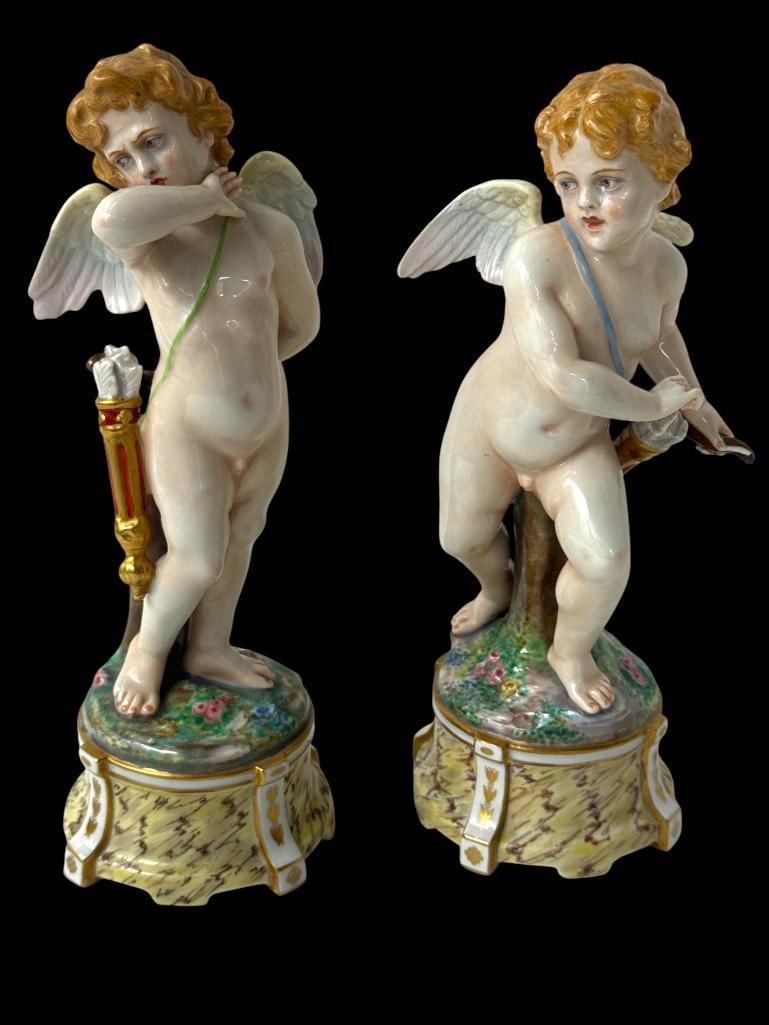 2 Capodimonte Cherub Statues: 2 Capodimonte Cherub Statues. Approx. 8.5 inches tall.