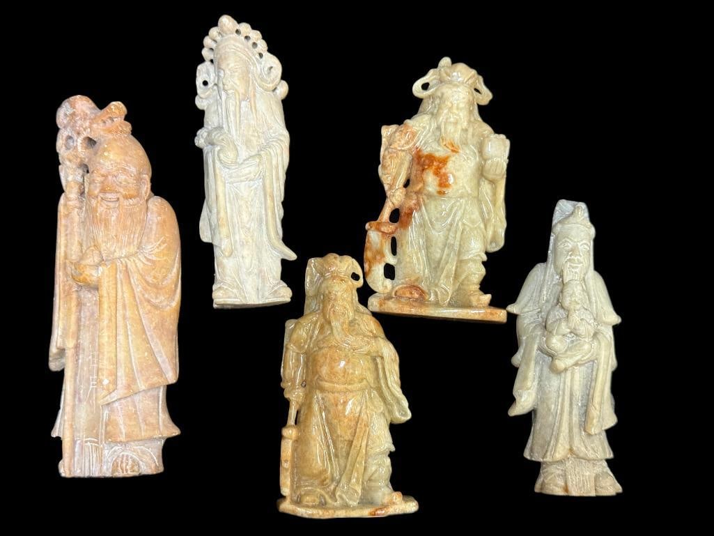 5 Chinese carved stone figures (1 of 2)