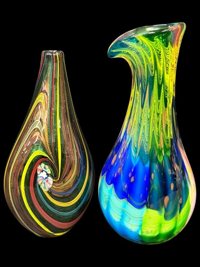 2 Colorful Art Glass Vases (1 of 5)