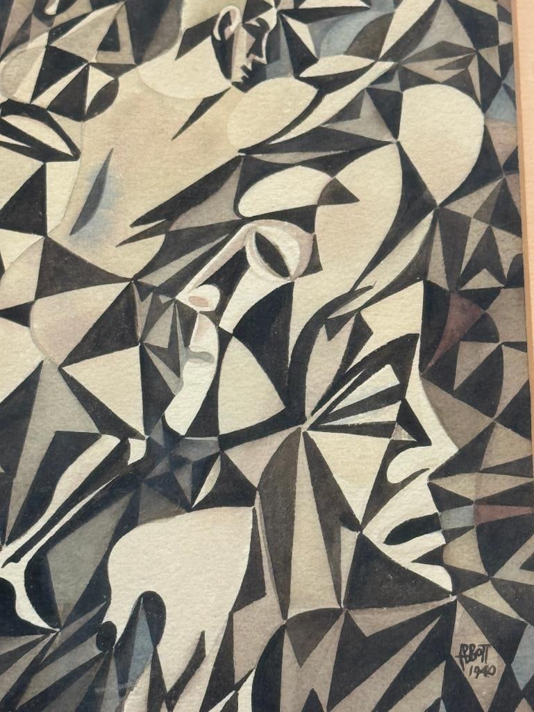 Abbott 1940 signed geometric abstract - 3