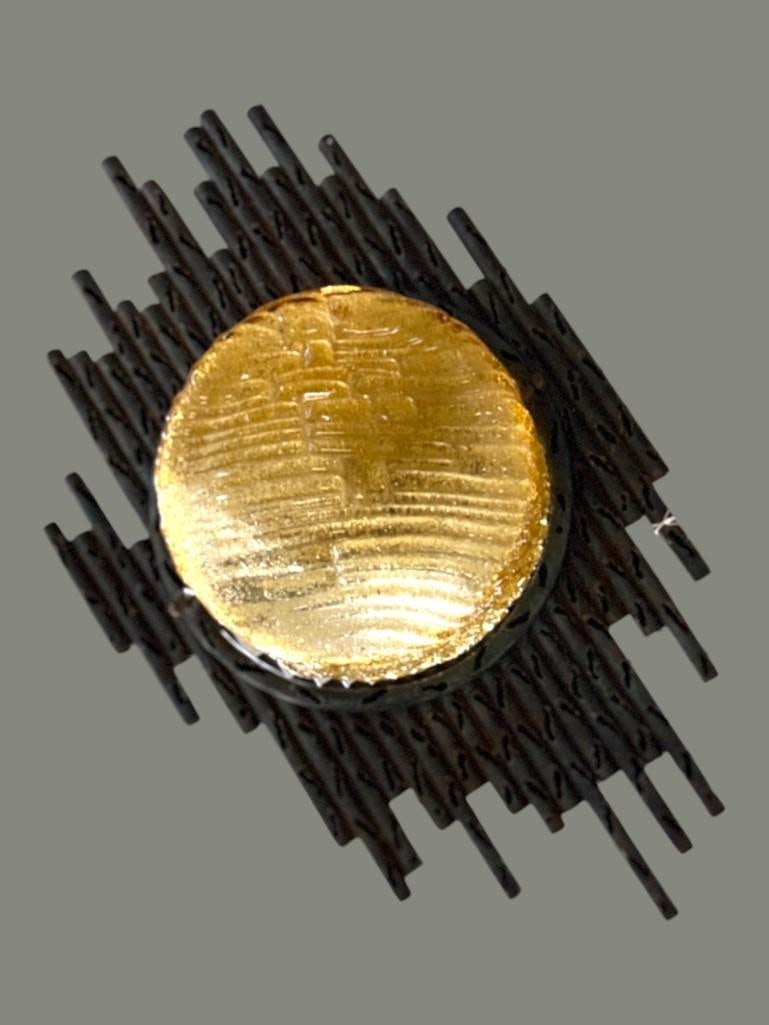 Marcello Fantoni Brutalist Hanging Light: Marcello Fantoni Brutalist Hanging Light. Italy 1960's. Approx. 23 x 24 x 15 inches.